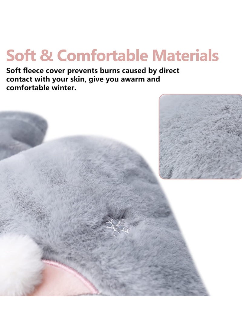 SYOSI - Hot Water Bottle with Cover 2L Large Hot Water Bottles with Warm Hand Pocket Hot Water Bag with Soft Fluffy Cover for Hands Feet Neck Back - Image 1