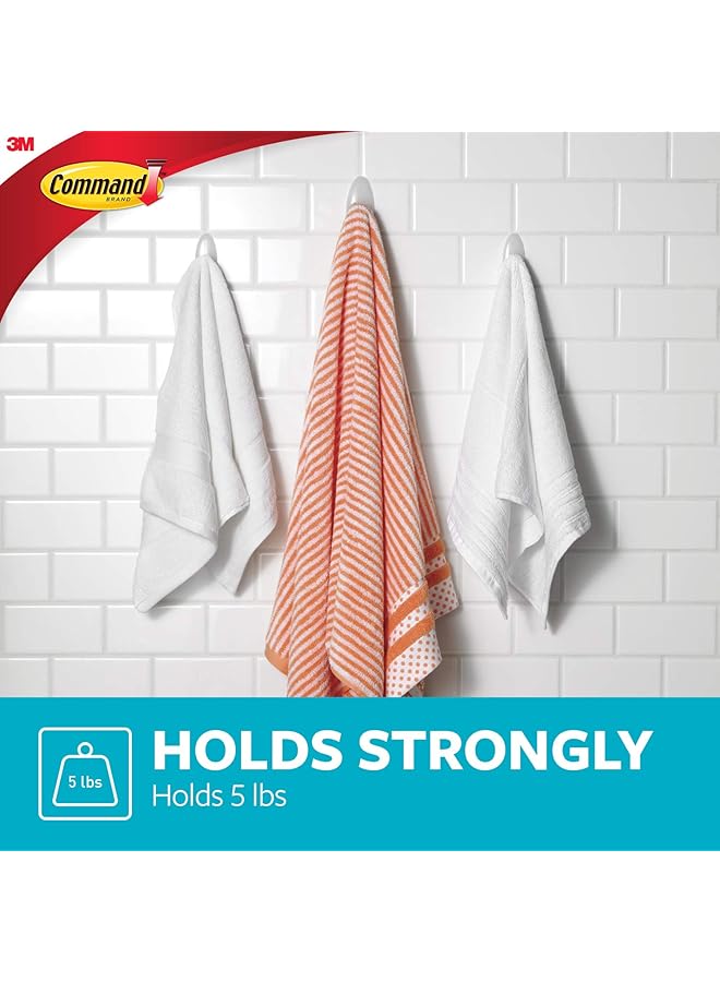 Command Towel Large Hook Clear Frosted 1 Hook+ 2 Strips Pack Holds 2.2Kg White Color Water Resistant Strips Organize Decoration No Tools Holds Strongly Damage Free Hanging - Image 3