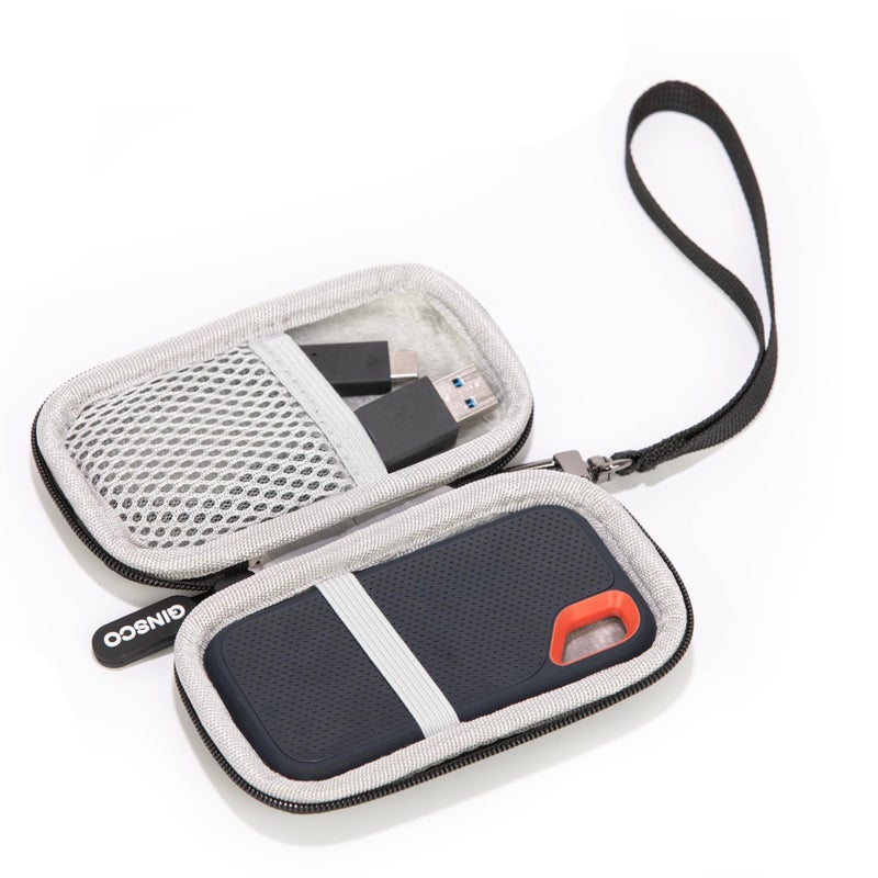 Ginsco Ultra-Compact Case Exclusive for Sandisk Extreme Portable SSD E30/E61, Compatible with SanDisk Extreme Portable 500G/1TB/2TB/4TB/8TB, Hard Shell Travel Protective Case with Detachable Strap - Image 1