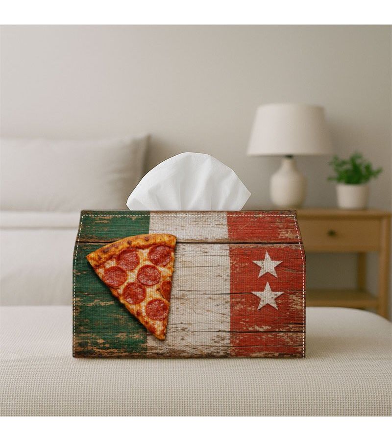 1pc Rustic Vintage Graphic Decorative Tissue Box Holder Pizza Flag Texture Design 7x4 3x5 1in 18x11x13cm For Home Kitchen Bathroom Party Decor Tissue Storage - Image 5