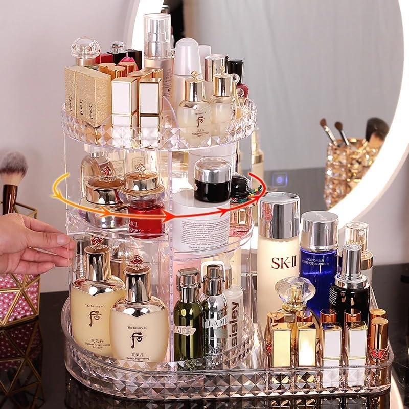 VBM Makeup Organizer Plastic Box Cosmetics Storage Display Holder With Drawers Portable Handle Fully Open Waterproof Dustproof Lid Great For Bathroom Dresser Countertop White - Image 2