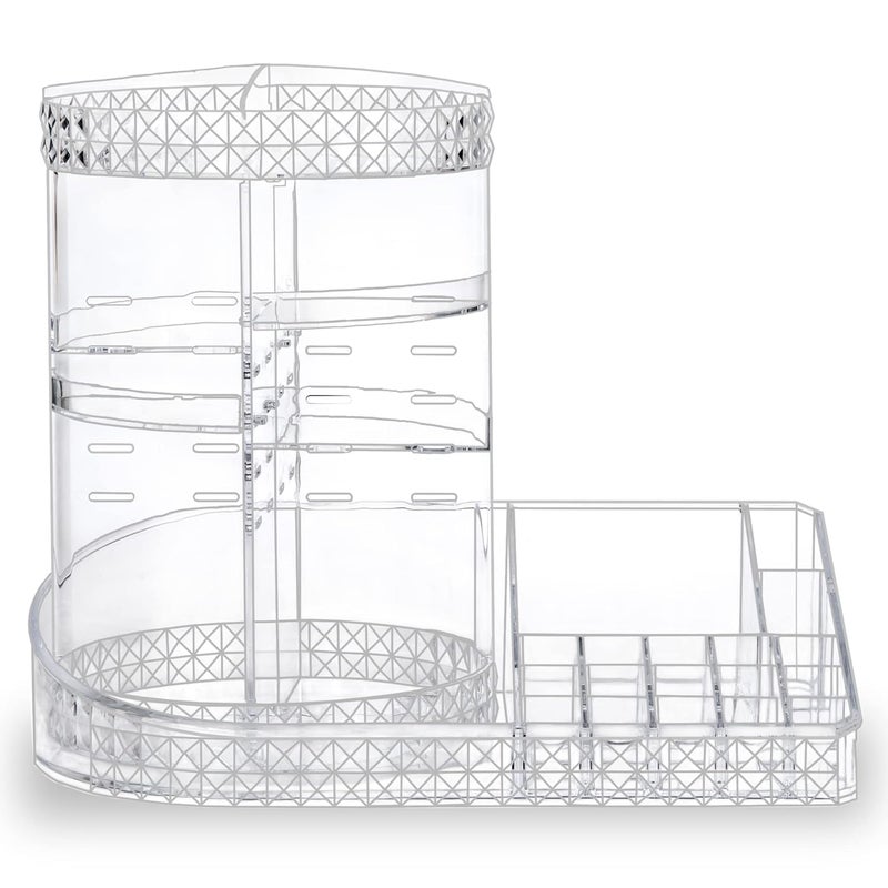 VBM Makeup Organizer Plastic Box Cosmetics Storage Display Holder With Drawers Portable Handle Fully Open Waterproof Dustproof Lid Great For Bathroom Dresser Countertop White - Image 3