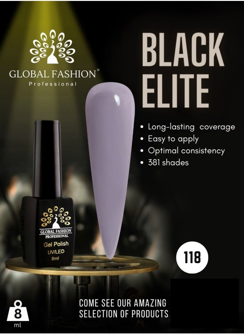 GLOBAL FASHION - Global Fashion Black Elite Gel Polish | 132 Colors of Long-Lasting Elegance - 8ml | 118 - Image 1