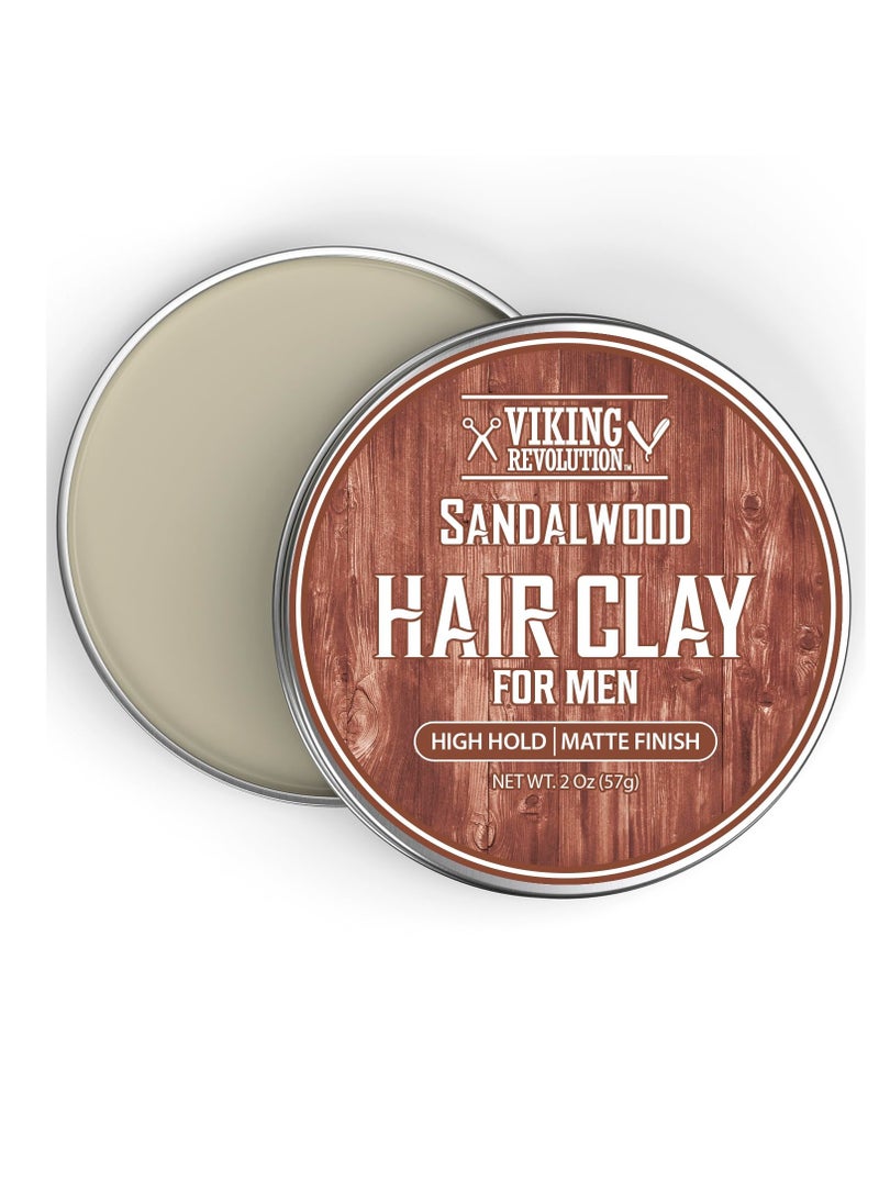 Viking Revolution Viking Revolution Sandalwood Hair Clay for Men - Matte Finish Mens Hair Clay - Texturizing Clay Hair Product Men with Jojoba and Vitamin E - Clay Pomade for Men Effortless Hair Styling Cream (2 oz)  - Image 1