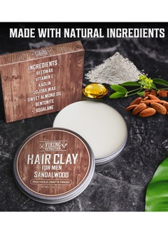 Viking Revolution Viking Revolution Sandalwood Hair Clay for Men - Matte Finish Mens Hair Clay - Texturizing Clay Hair Product Men with Jojoba and Vitamin E - Clay Pomade for Men Effortless Hair Styling Cream (2 oz)  - Image 3