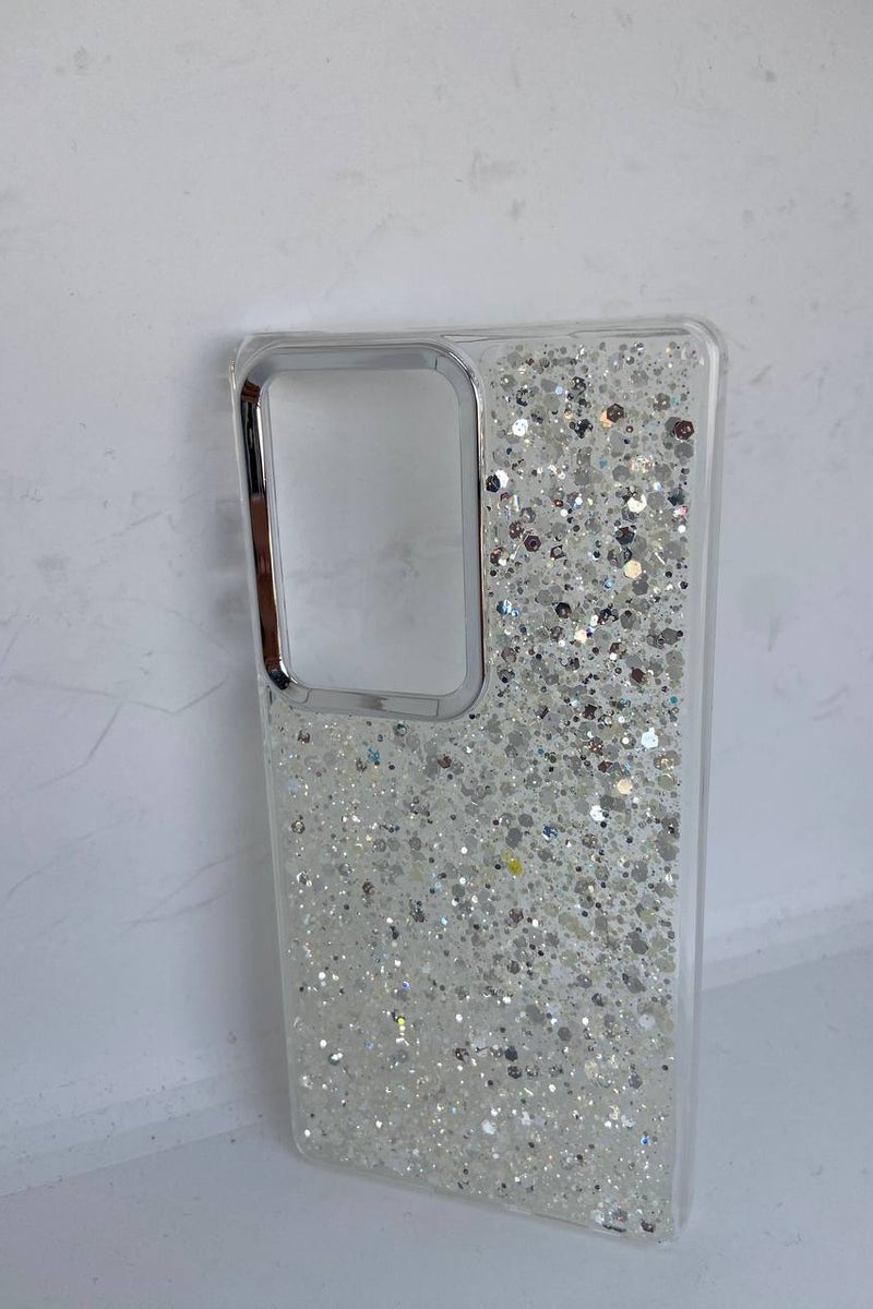 Case For iPhone Case, Clear Glitter Bling Sparkly, Soft TPU Frame Bumper, Hard-Back Cover for Women & Girls, Transparent Protective Phone Case (Glitter Silver, Samsung Galaxy S24 Ultra) - Image 2