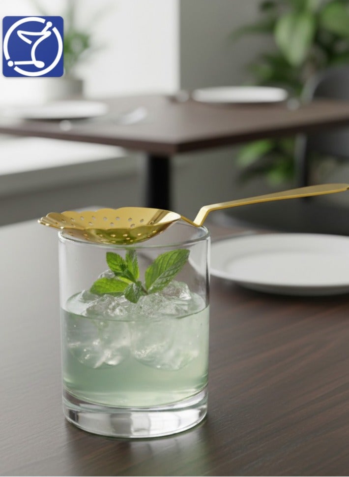 BarPros Stainless Steel Julep Locking Strainer, Gold Plated, Professional Beverage Strainer, Kitchen Accessory - Image 2