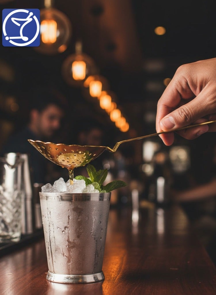 BarPros Stainless Steel Julep Locking Strainer, Gold Plated, Professional Beverage Strainer, Kitchen Accessory - Image 3