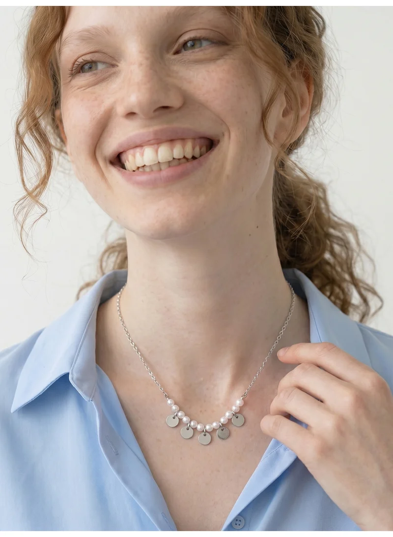 Palmonas  Pearl Disc Charm Necklace For Women - Waterproof & Anti-Tarnish for Women | Best Price UAE