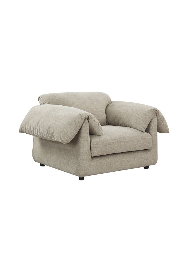 DANUBE HOME Khiara 1 Seater Fabric Sofa  | Armchair  | Modern Design Single Seater Accent Chair | Comfortable Living Room Furniture L133xW97xH80cm - Grey - Image 1