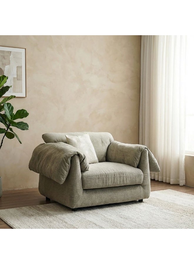 Khiara 1 Seater Fabric Sofa | Armchair | Modern Design Single Seater Accent Chair | Comfortable Living Room Furniture L133xW97xH80cm - Grey