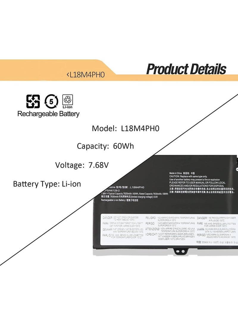 Terabyte بطارية بديلة L18M4PH0 L18C4PH0 متوافقة مع سلسلة Lenovo Yoga C940-14IIL 5B10T11585 5B10T11586 5B10W67374 SB10W67323 SB10W67416 5B10W67180 5B10T11686 7.68V 60Wh 7820mAh 4 خلايا - Image 2
