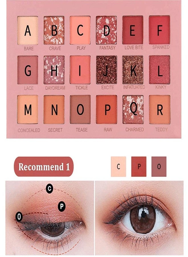 داتناسياد لوحة ظلال العيون DATNASAYAD Nude ذات الصبغة العالية، مع ألوان مطفية لامعة احترافية، تتضمن 18 لونًا، ومجموعة من 7 فرش مكياج وردية اللون، وكحل سائل مقاوم للماء يدوم 36 ساعة، و2 من إسفنجات التجميل الوردية (عبوة من 11 قطعة). - Image 5