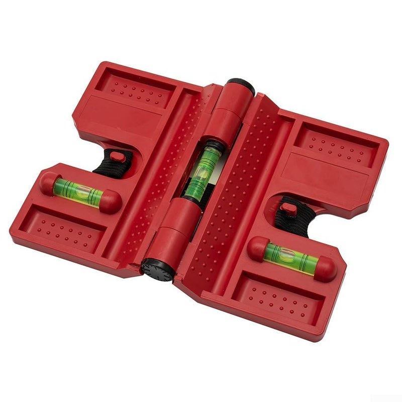 Adjustable Post Level with 3 Vials for Metal Concrete Pipes Folding Plastic Tool with Elastic Strap Angle Meter - Image 2