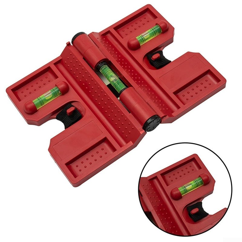 Adjustable Post Level with 3 Vials for Metal Concrete Pipes Folding Plastic Tool with Elastic Strap Angle Meter - Image 3