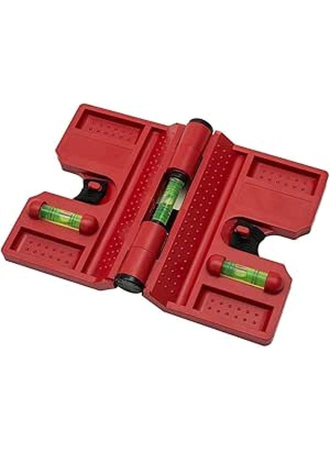 Adjustable Post Level with 3 Vials for Metal Concrete Pipes Folding Plastic Tool with Elastic Strap Angle Meter - Image 1