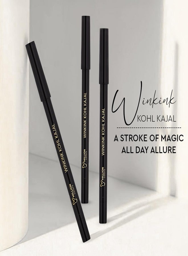 Million Colors Waterproof Wink Ink Kohl Kajal | Infused with Chamomile and Almond Oil | Smudge Proof & Long-Lasting | One Swipe Application - Rich Color Payoff | Stays Upto 24HR - Image 3