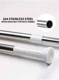 Toshionics Adjustable Telescopic Curtain Rod Rust-Resistant Aluminum 110cm to 200cm Extendable Non-Slip Tension Rod for Shower Closet Balcony & Living Room No Drilling Required  - Image 2