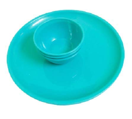Coolkart Serving/Gifting Unbreakable Round Dinner Set, 24 Pieces, Sea Green - Image 2