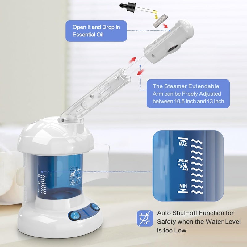 Kingsteam Facial Steamer - Ozone Steamer with Extendable Arm - Professional Nano Ionic Facial Steamer for Deep Cleaning - Portable for Personal Care Use at Home or Salon - Image 5