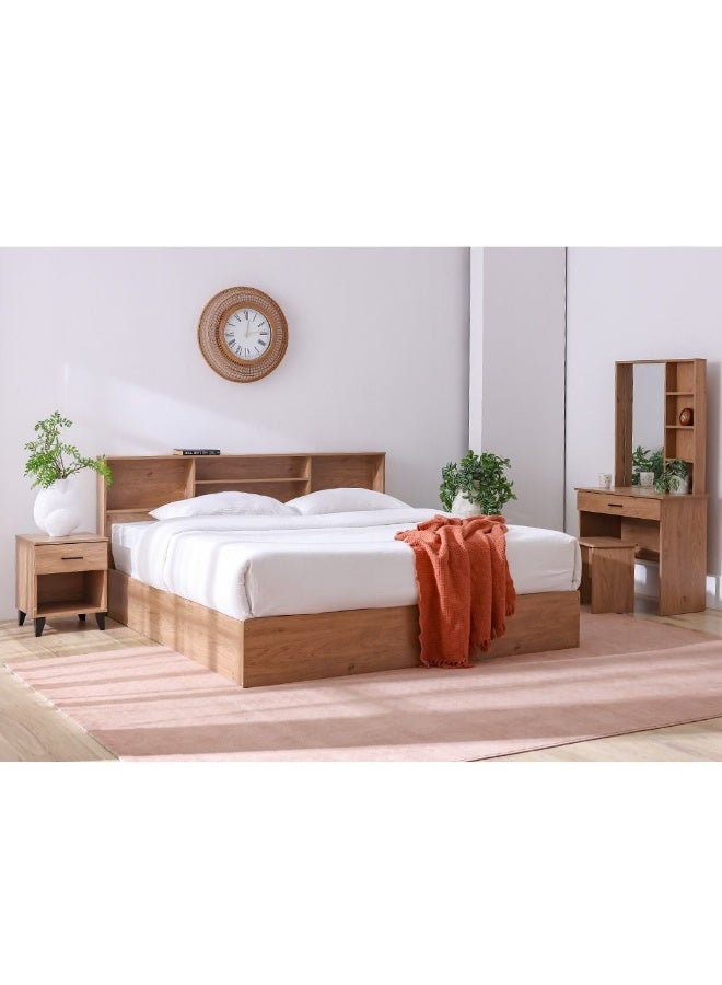 DANUBE HOME طقم سرير ملكي جديد 180x200 مع طاولة جانبية، خزانة، مرآة وكرسي - أثاث غرفة نوم من خشب البلوط - أطقم غرف نوم ملكية أنيقة لتزيين المنازل الحديثة - ضمان لمدة 2 سنة - ماليزيا - Image 1