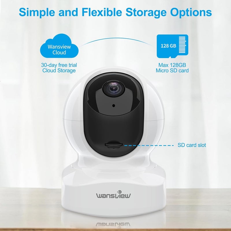 wansview Home Security Camera, Baby Camera,1080P HD Wireless WiFi Camera for Pet/Nanny, Motion Alerts, 2 Way Audio, Night Vision, Compatible with Alexa Echo Show, with TF Card Slot and Cloud - Image 5