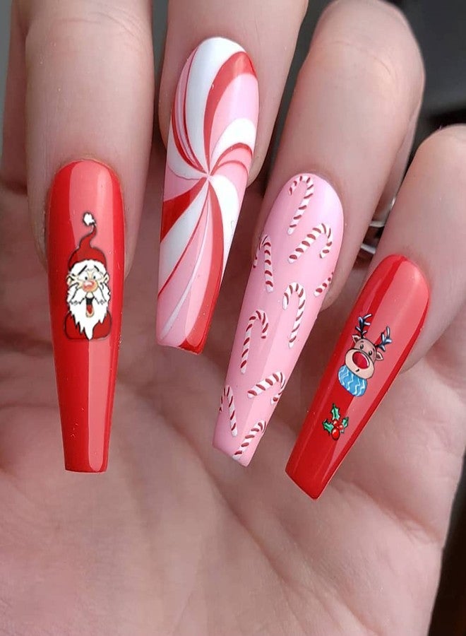 Tyemp Christmas Nail Stickers, Christmas Nail Art Decals Snowflakes Snowmen Santa Claus Reindeer Bell Xmas Nail Design 3D Self-Adhesive Winter Nail Decals for Women Girls(5 Sheets) - Image 3