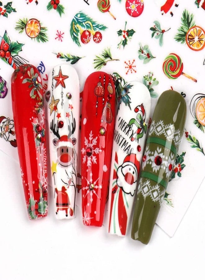 Tyemp Christmas Nail Stickers, Christmas Nail Art Decals Snowflakes Snowmen Santa Claus Reindeer Bell Xmas Nail Design 3D Self-Adhesive Winter Nail Decals for Women Girls(5 Sheets) - Image 4