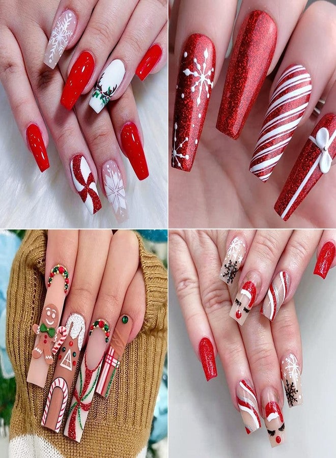 Tyemp Christmas Nail Stickers, Christmas Nail Art Decals Snowflakes Snowmen Santa Claus Reindeer Bell Xmas Nail Design 3D Self-Adhesive Winter Nail Decals for Women Girls(5 Sheets) - Image 2