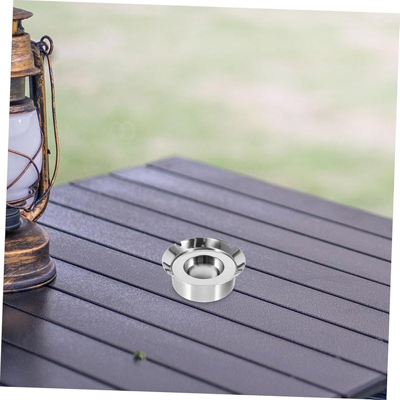 منفضة سجائر من الفولاذ المقاوم للصدأ خالية من الدخان للسيجار والسجائر للاستخدام في الهواء الطلق والسيارة والمكتب والمنزل - Image 5