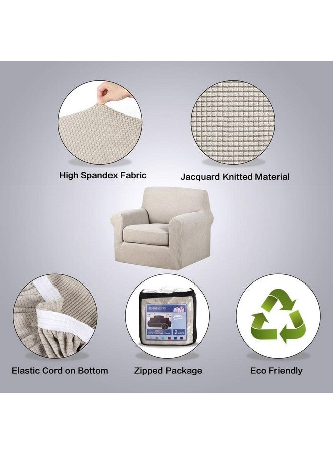 H.VERSAILTEX Stretch 2 Piece Chair Covers For Armchair Chair Covers For Living Room Furniture Cover Suit For T Cushion/Box Cushion, Jacquard Fabric Small Checks(Armchair-Oversized, Island Fossi) - Image 5