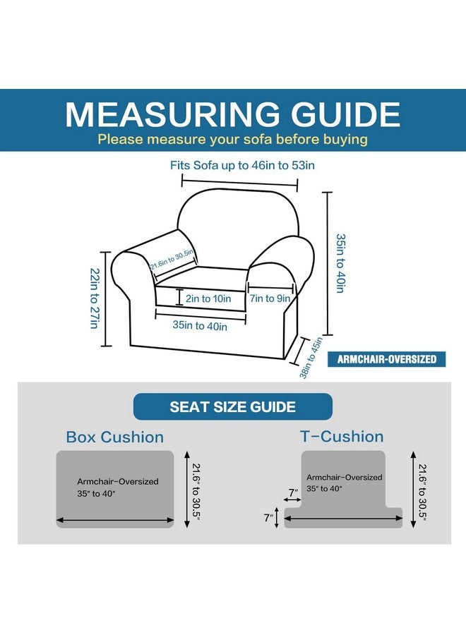 H.VERSAILTEX Stretch 2 Piece Chair Covers For Armchair Chair Covers For Living Room Furniture Cover Suit For T Cushion/Box Cushion, Jacquard Fabric Small Checks(Armchair-Oversized, Island Fossi) - Image 2
