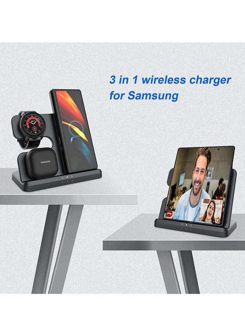Generic - 15W 3 In 1 Wireless Charger Stand Fast Charging Dock Station for Samsung Z Fold 3 S21 S20 Galaxy Watch 5 4 3 Active 2 S3 S4 Buds - Image 1