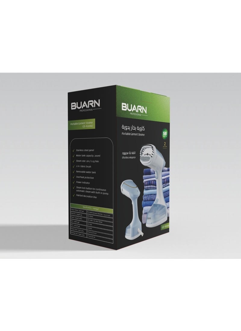 بورن بروفيشنال - مكواة بخار الملابس المحمولة BUARN PROFESSIONAL بقدرة 1500 واط - GS-X206U: تتميز بقدرة عالية وصغيرة الحجم وتخفيف التجاعيد بسهولة - Image 1