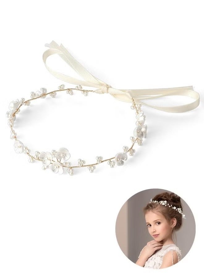 Flower Girl Headpiece, Pearl Wedding Headband Hair Accessories, For Birthday Party Photography Wedding - Image 1