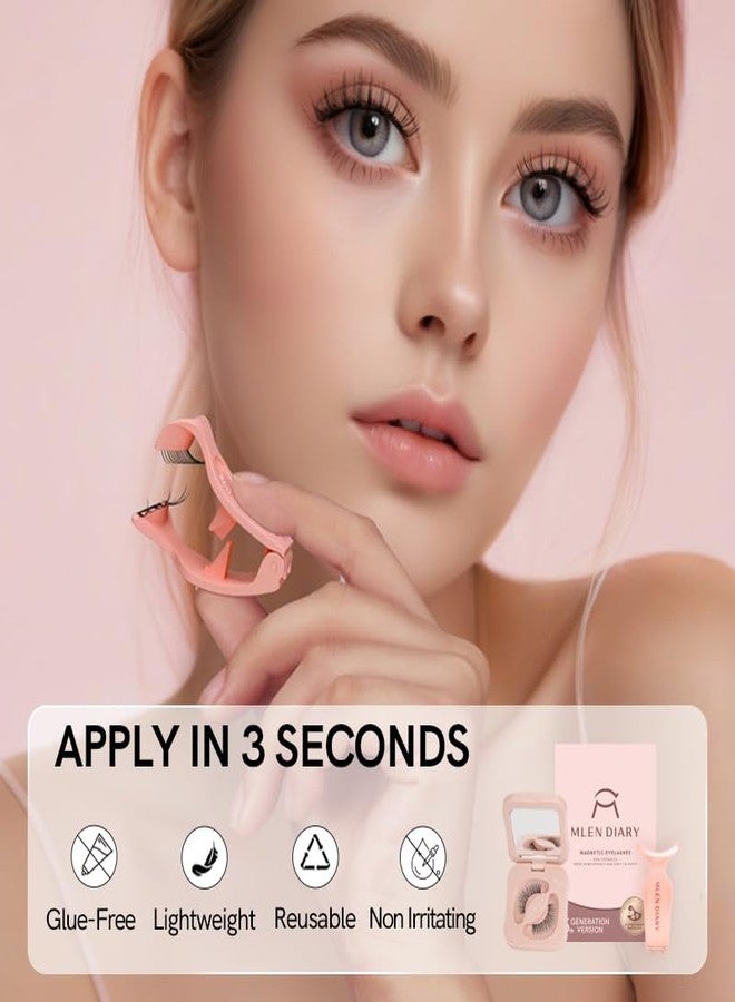 ملين دايري رموش مغناطيسية مع أداة تطبيق، رموش طبيعية قابلة لإعادة الاستخدام، مغناطيس ناعم، بدون كحل، خفيفة الوزن وخالية من الغراء، مقاومة للماء، سهلة الارتداء، لا حاجة لمزيل مكياج (نمط حورية البحر) - Image 4