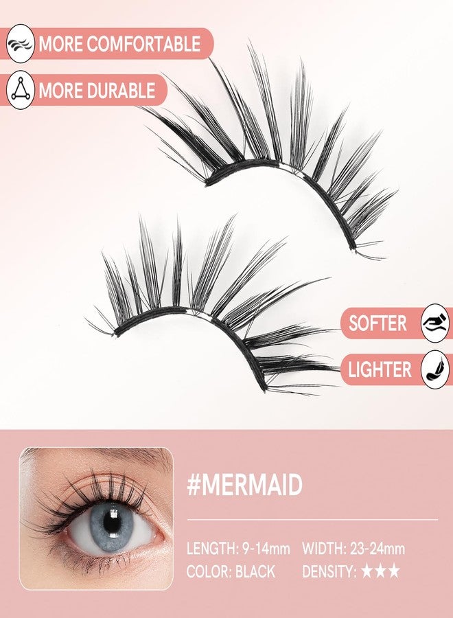 ملين دايري رموش مغناطيسية مع أداة تطبيق، رموش طبيعية قابلة لإعادة الاستخدام، مغناطيس ناعم، بدون كحل، خفيفة الوزن وخالية من الغراء، مقاومة للماء، سهلة الارتداء، لا حاجة لمزيل مكياج (نمط حورية البحر) - Image 5