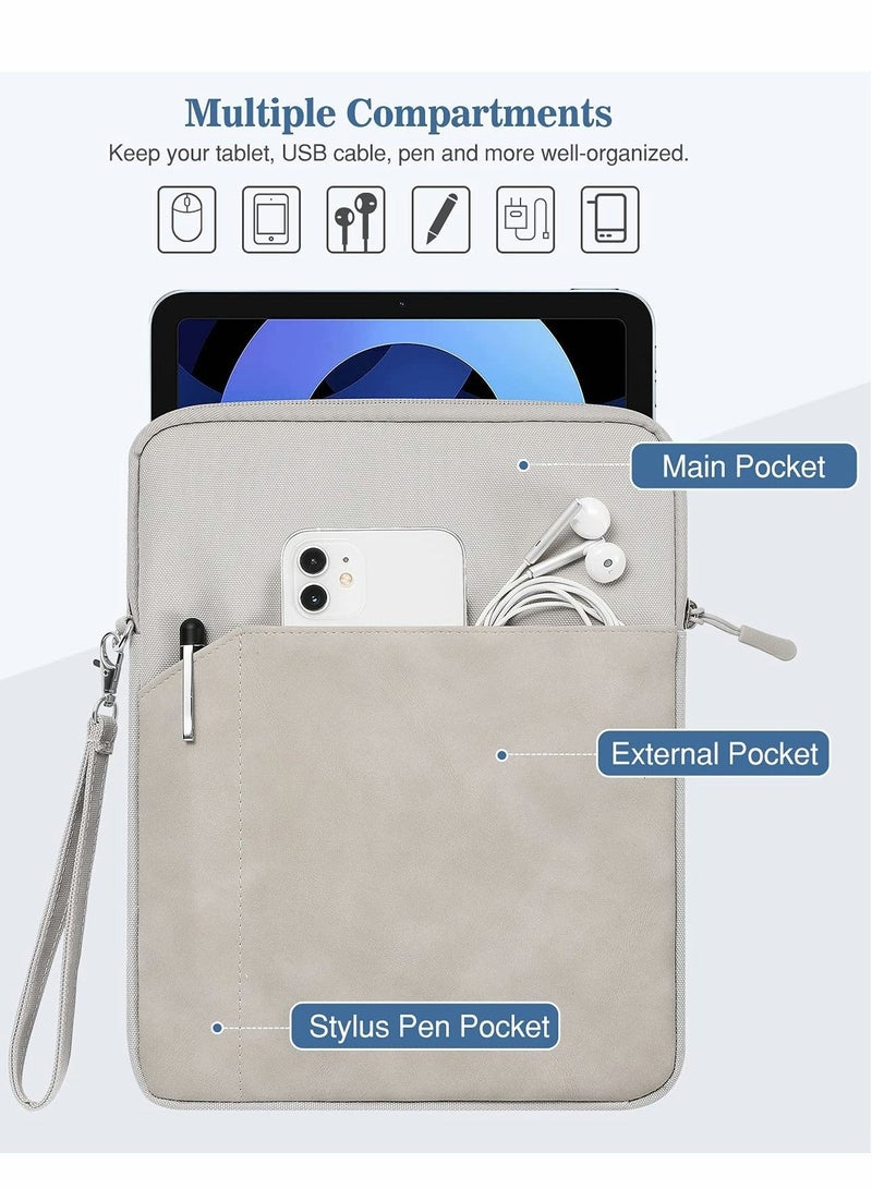 Captaintech 9-11 Inch Tablet Sleeve Bag Carrying Case for iPad Pro 11 2021-2018, Air 5/4 10.9, 10.2, Galaxy Tab A8 10.5, Tab S8 11", Surface Go 2, 1, Protective with Pocket, Light Gray - Image 4