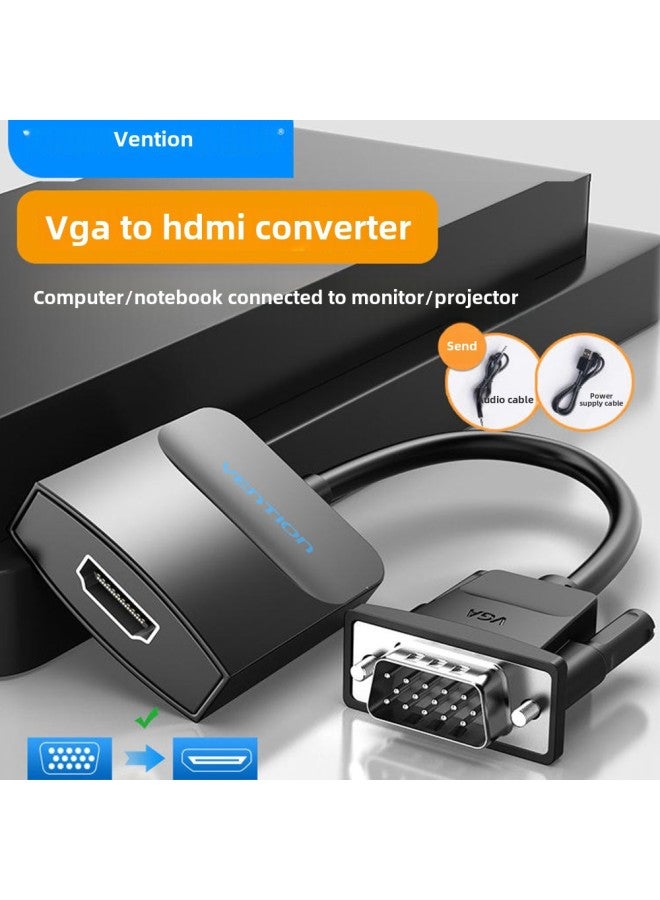 محول Weixun VGA إلى HDMI مع كابل صوت HD محول شاشة العرض محول العرض - اللون: أسود إصدار Pvc - طول الخط: 15 سم - Image 2