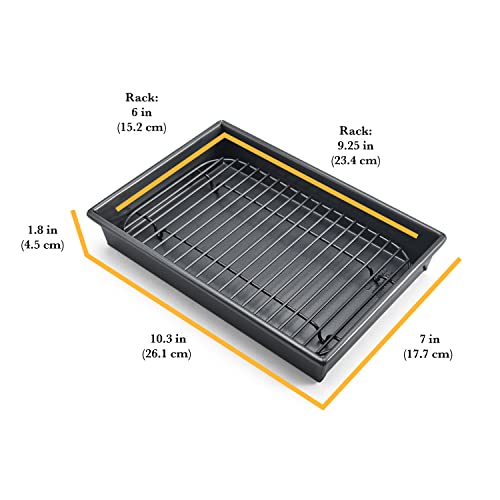 Chicago Metallic Petite Roast Pan Set with Rack, 10x7 inch Nonstick Toaster Oven Baking Pan, Perfect for Single Serving Meals and Small Batch Cooking - Image 3