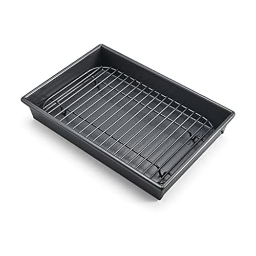 Chicago Metallic Petite Roast Pan Set with Rack, 10x7 inch Nonstick Toaster Oven Baking Pan, Perfect for Single Serving Meals and Small Batch Cooking - Image 1