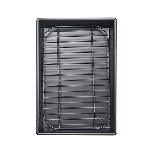 Chicago Metallic Petite Roast Pan Set with Rack, 10x7 inch Nonstick Toaster Oven Baking Pan, Perfect for Single Serving Meals and Small Batch Cooking - Image 2