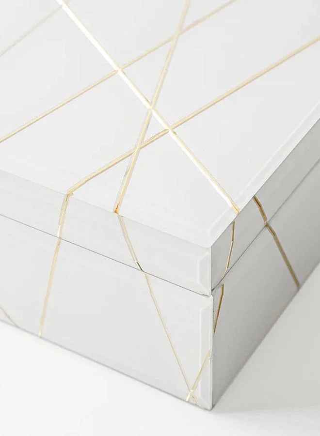 KNOT HOME Gilda Cornell Bevelled Glass Box with Gold Accents Knot Home Designer Accessory for Bedroom Living Dining Room Office Area Décor