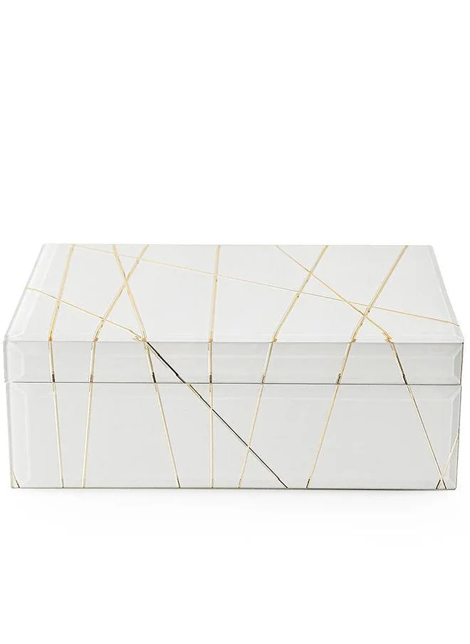 KNOT HOME Gilda Cornell Bevelled Glass Box with Gold Accents Knot Home Designer Accessory for Bedroom Living Dining Room Office Area Décor