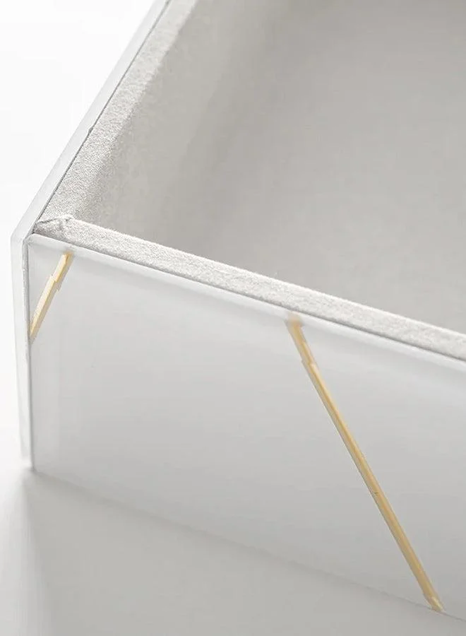 KNOT HOME Gilda Cornell Bevelled Glass Box with Gold Accents Knot Home Designer Accessory for Bedroom Living Dining Room Office Area Décor