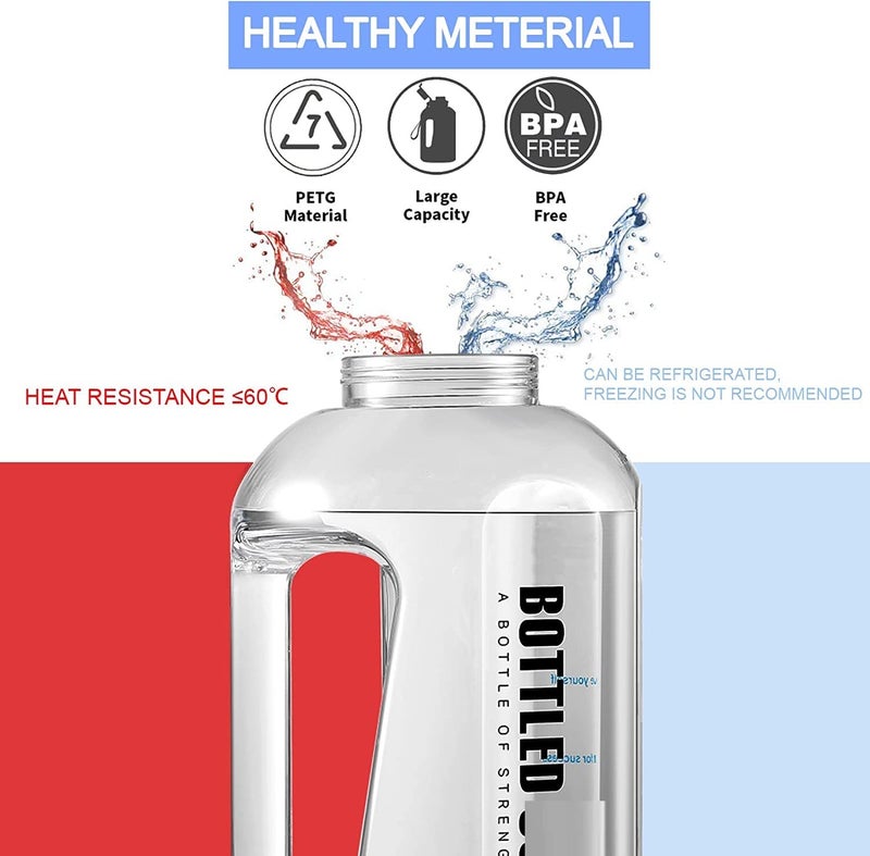 Drofail 2000 Ml 2500 Ml Sports Gallon water Bottle Motivational Time Marking Leak Proof Thunder for Fridge for Traveling Sports Gym Camping Hiking White - Image 5