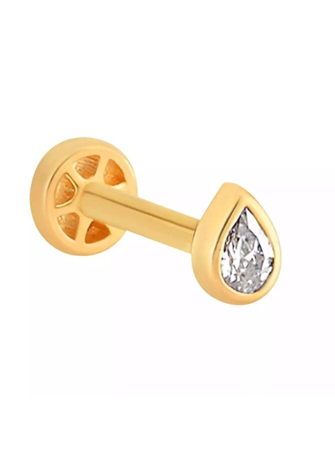 روبي آرت الذهب حلق أذن من الذهب الخالص عيار 18 قيراطًا، مضاد للحساسية، لامع فاخر، 0.72 جرام - Image 1