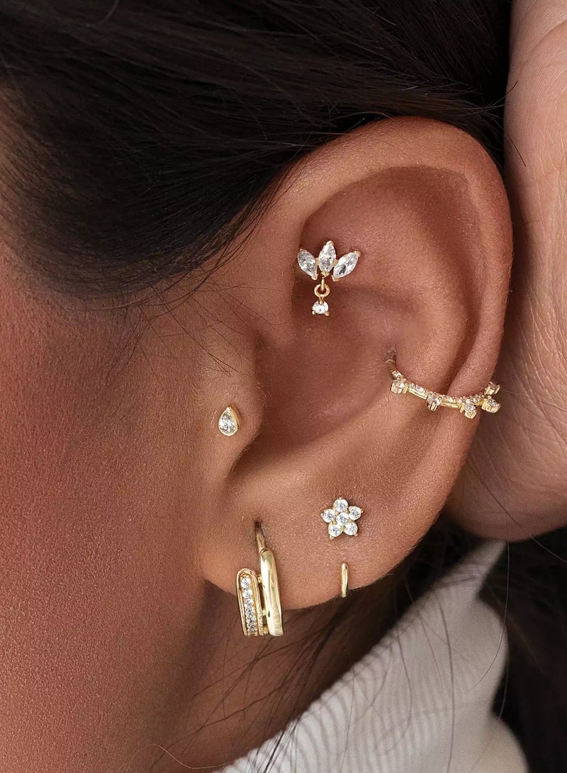 روبي آرت الذهب حلق أذن من الذهب الخالص عيار 18 قيراطًا، مضاد للحساسية، لامع فاخر، 0.72 جرام - Image 3