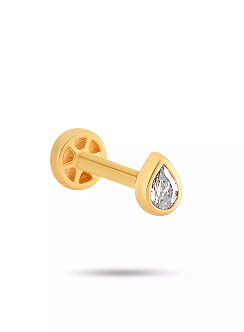 روبي آرت الذهب حلق أذن من الذهب الخالص عيار 18 قيراطًا، مضاد للحساسية، لامع فاخر، 0.72 جرام - Image 2