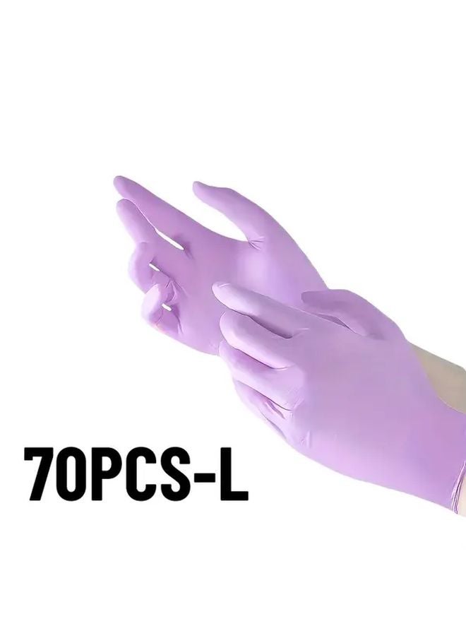 70 Pcs Light Purple Nitrile Composite Gloves Multi Purpose Household Cleaning Size L - Image 1